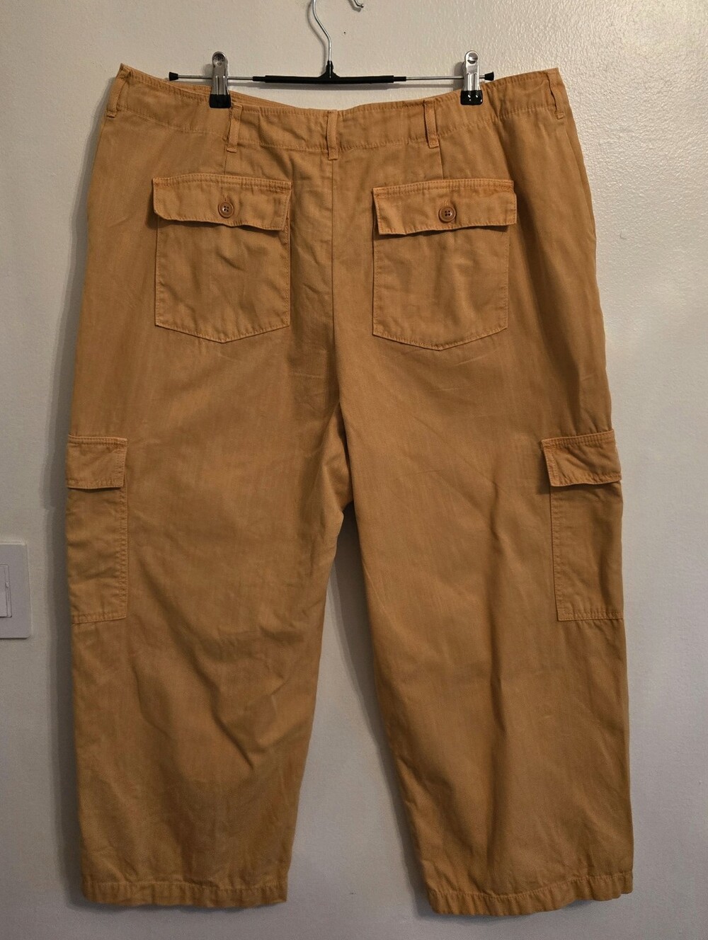 Universal Thread Cotton Wide Leg Cropped Cargo Pants Mustard Gold Sz 18 - Picture 2 of 8